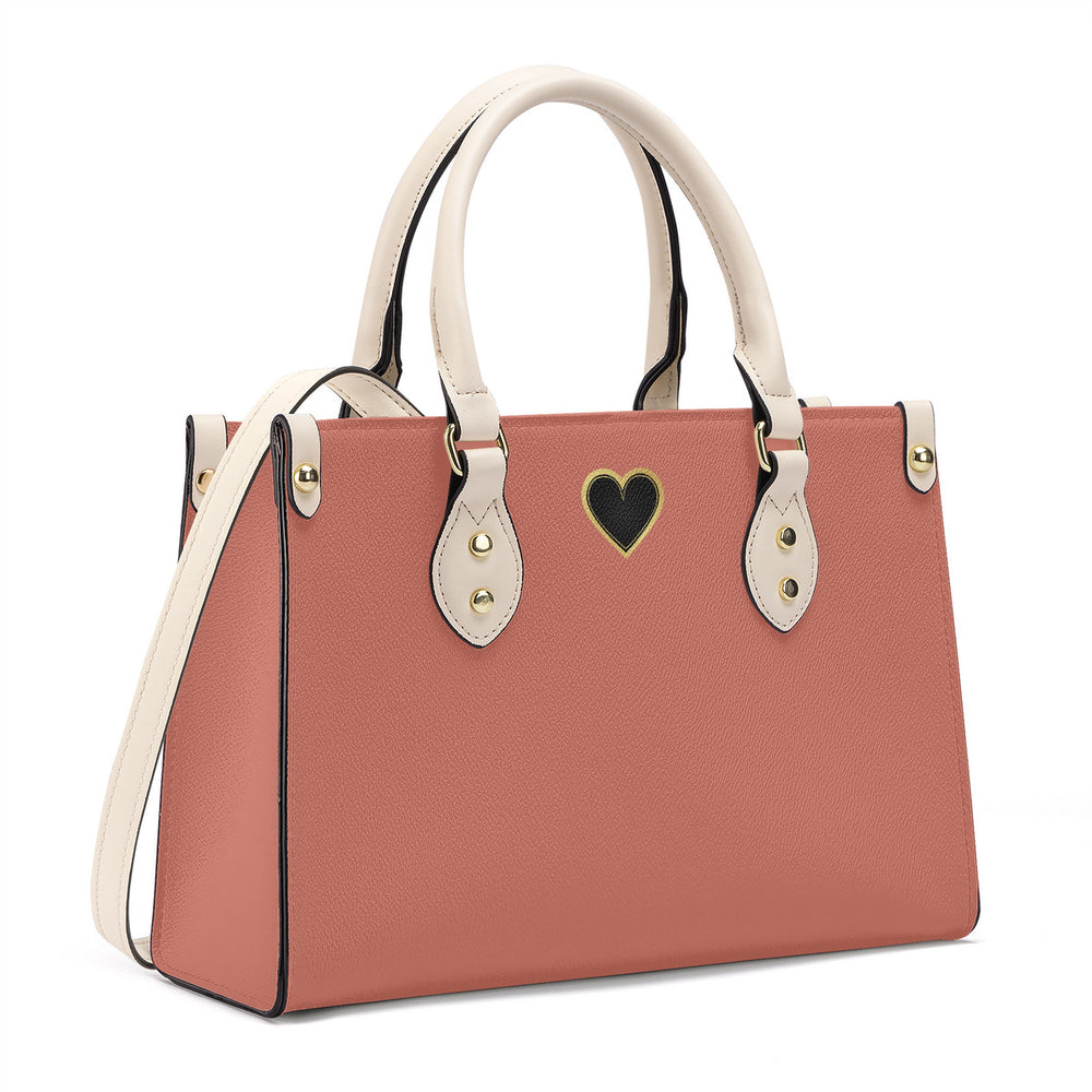 Ti Amo I love you - Exclusive Brand - OK Coral - Luxury Women PU Tote Bag - Cream Straps