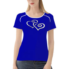 Load image into Gallery viewer, TI Amo I love you - Exclusive Brand - Royal Blue - Double White Heart - Women&#39;s T shirt
