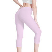 Load image into Gallery viewer, Ti Amo I love you - Exclusive Brand - Carousel Pink - Double White Heart - Womens / Teen Girls / Womens Plus Size - Capri Yoga Leggings - Sizes XS-3XL
