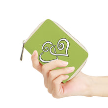 Load image into Gallery viewer, Ti Amo I love you - Exclusive Brand - Celery - Double White Heart - PU Leather -  Zipper Card Holder
