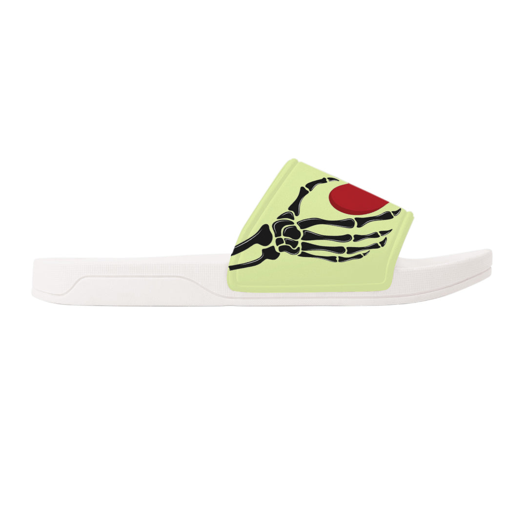 Ti Amo I love you - Exclusive Brand - Tidal Yellow - Skeleton Hands with Heart -  Slide Sandals - White Soles