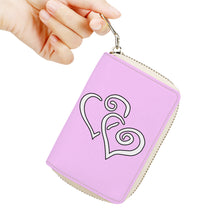 Load image into Gallery viewer, Ti Amo I love you - Exclusive Brand - Pastel Sugar Chic - Double White Heart - PU Leather -  Zipper Card Holder
