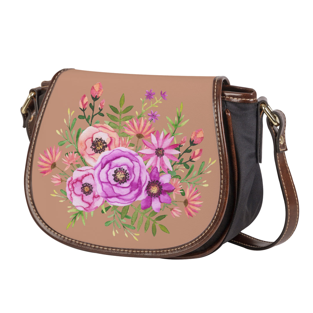Ti Amo I love you - Exclusive Brand - Feldspar - Pink Floral -  Saddle Bag