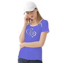 Load image into Gallery viewer, TI Amo I love you - Exclusive Brand - Medium Purple - Double White Heart - Women&#39;s T shirt
