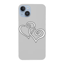 Load image into Gallery viewer, Ti Amo I love you - Exclusive Brand - Silver - Double White Heart - iPhone 14 Transparent Acrylic Case (2 cameras)
