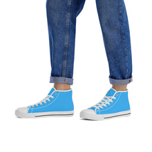 Load image into Gallery viewer, Ti Amo I love you - Exclusive Brand - Medium Cyan Blue -  High-Top Canvas Shoes - White Soles
