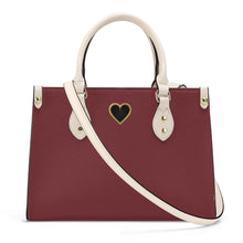 Load image into Gallery viewer, Ti Amo I love you - Exclusive Brand - Wine 2 - Luxury Womens PU Tote Bag - Cream Straps
