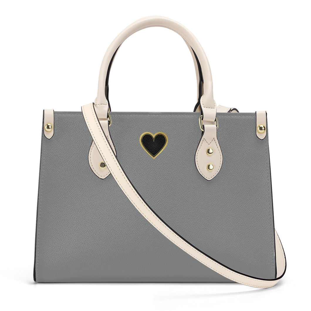 Ti Amo I love you - Exclusive Brand - Oslo Grey - Luxury Womens PU Tote Bag - Cream Straps