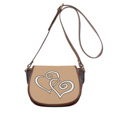 Load image into Gallery viewer, Ti Amo I love you - Exclusive Brand - Very Light Brown - Double White Heart - Saddle Bag
