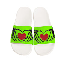 Load image into Gallery viewer, Ti Amo I love you - Exclusive Brand - Chartreuse - Skeleton Hands with Heart -  Slide Sandals - White Soles
