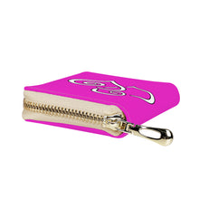 Load image into Gallery viewer, Ti Amo I love you - Exclusive Brand - Shocking Pink - Double White Heart - PU Leather - Zipper Card Holder
