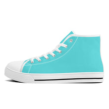 Load image into Gallery viewer, Ti Amo I love you - Exclusive Brand - Medium Turquoise Blue - High-Top Canvas Shoes - White Soles
