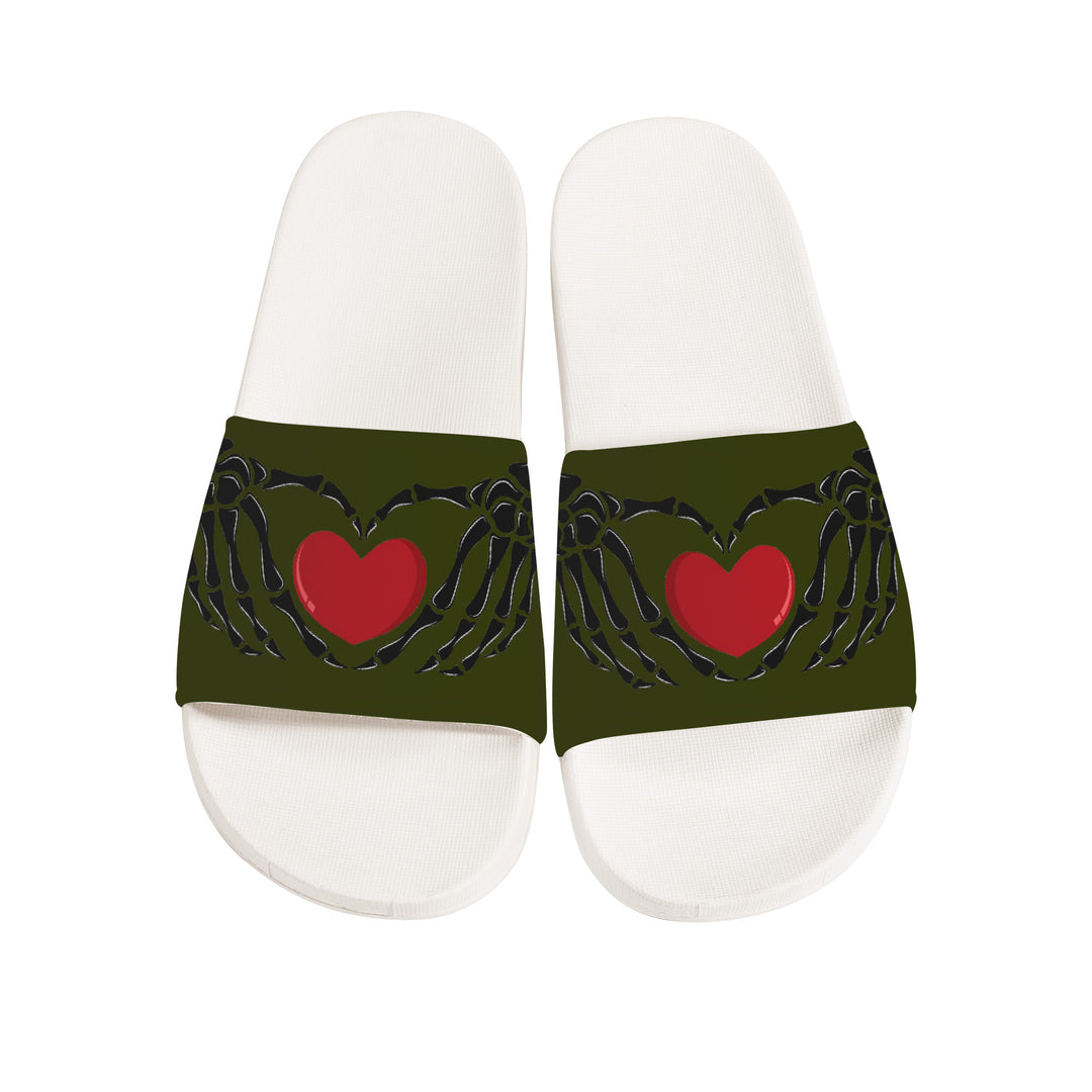 Ti Amo I love you - Exclusive Brand - Waiouru - Skeleton Hands with Heart -  Slide Sandals - White Soles