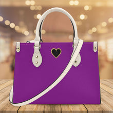 Load image into Gallery viewer, Ti Amo I love you - Exclusive Brand - Violet Eggplant - Luxury Womens PU Tote Bag - Cream Straps
