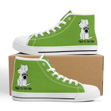 Load image into Gallery viewer, Ti Amo I love you  - Exclusive Brand - Green Onion - Talk to the Paw -  High-Top Canvas Shoes - White
