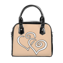 Load image into Gallery viewer, Ti Amo I love you - Exclusive Brand - Deep Peach - Double White Heart - Shoulder Handbag
