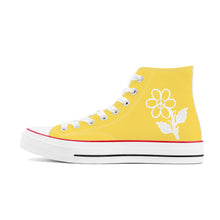 Load image into Gallery viewer, Ti Amo I love you - Exclusive Brand - Mustard Yellow - White Daisy - High Top Canvas Shoes - White  Soles
