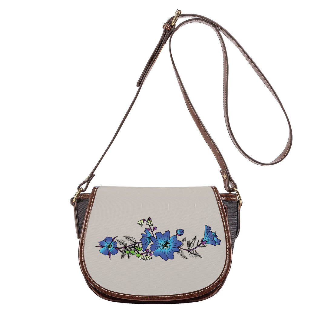 Ti Amo I love you - Exclusive Brand - Swirl - Blue Floral -  Saddle Bag