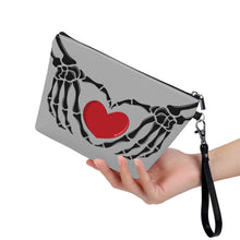 Load image into Gallery viewer, Ti Amo I love you - Exclusive Brand - Deep Silver Chalice - Skeleton Hands with Heart - Sling Cosmetic Bag
