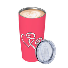 Load image into Gallery viewer, Ti Amo I love you - Exclusive Brand - Radical Red  - Double White Heart - 20oz Stainless Steel Straw Lid Cup
