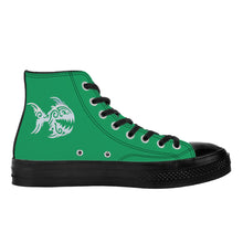 Load image into Gallery viewer, Ti Amo I love you - Exclusive Brand - Shamrock Green - Angry Fish - High Top Canvas Shoes - Black  Soles

