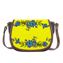 Load image into Gallery viewer, Ti Amo I love you - Exclusive Brand - Yellow - Blue Floral - Saddle Bag
