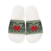 Load image into Gallery viewer, Ti Amo I love you - Exclusive Brand - Battleship Gray-Green - Skeleton Hands with Heart -  Slide Sandals - White Soles
