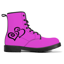 Load image into Gallery viewer, Ti Amo I love you - Exclusive Brand - Brilliant Lavender Rose - Double Black Heart - Synthetic Leather Boots
