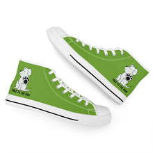 Load image into Gallery viewer, Ti Amo I love you  - Exclusive Brand - Green Onion - Talk to the Paw -  High-Top Canvas Shoes - White
