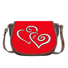 Load image into Gallery viewer, Ti Amo I love you - Exclusive Brand - Ferrari Red  - Double White Heart - Saddle Bag
