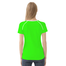 Load image into Gallery viewer, TI Amo I love you - Exclusive Brand - Florescent Green - Double White Heart - Women&#39;s T shirt
