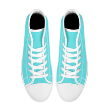 Load image into Gallery viewer, Ti Amo I love you - Exclusive Brand - Medium Turquoise Blue - High-Top Canvas Shoes - White Soles
