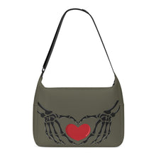 Load image into Gallery viewer, Ti Amo I love you - Exclusive Brand - Fuscous Gray - Skeleton Heart Hands  -  Journey Computer Shoulder Bag
