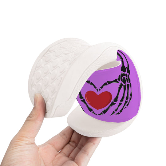 Ti Amo I love you - Exclusive Brand - Lavender - Skeleton Hands with Heart -  Slide Sandals - White Soles