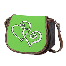 Load image into Gallery viewer, Ti Amo I love you - Exclusive Brand - Pastel Green - Double White Heart - Saddle Bag
