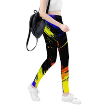 Load image into Gallery viewer, Ti Amo I love you  - Exclusive Brand  - Black with Ultramarine, Bitter Lemon, Tia Maia &amp; Indochine Paint Stripes -  Yoga Leggings
