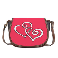 Load image into Gallery viewer, Ti Amo I love you - Exclusive Brand - Radical Red - Double White Heart - Saddle Bag
