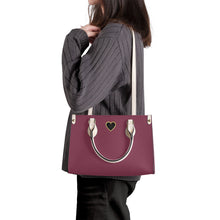 Load image into Gallery viewer, Ti Amo I love you - Exclusive Brand - Velvet Maroon - Luxury Womens PU Tote Bag - Cream Straps
