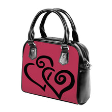 Load image into Gallery viewer, Ti Amo I love you - Exclusive Brand - Viva Magenta - Double Black Heart -  Shoulder Handbag
