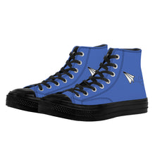 Load image into Gallery viewer, Ti Amo I love you - Exclusive Brand - San Marino Blue - Paper Airplane - High Top Canvas Shoes - Black Soles
