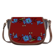 Load image into Gallery viewer, Ti Amo I love you - Exclusive Brand - Dark Burgundy - Blue Floral - Saddle Bag
