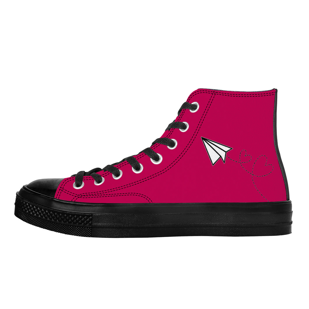 Ti Amo I love you - Exclusive Brand - Lipstick 2 - Paper Airplane - High Top Canvas Shoes - Black Soles