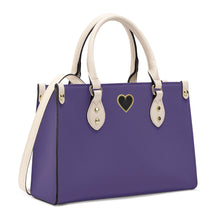 Load image into Gallery viewer, Ti Amo I love you - Exclusive Brand - Violet Crescent - Luxury Womens PU Tote Bag - Cream Straps
