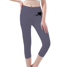 Load image into Gallery viewer, Ti Amo I love you -Exclusive Brand - Dolphin - Black Heart - Womens / Teen Girls / Womens Plus Size - Capri Yoga Leggings - Sizes XS-3XL
