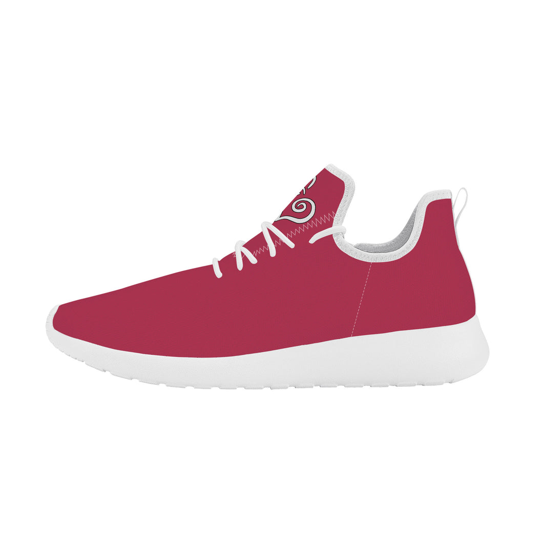 Ti Amo I love you - Exclusive Brand - Viva Magenta - Double White Heart - Lightweight Mesh Knit Sneaker - White Soles