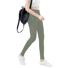 Load image into Gallery viewer, Ti Amo I love you - Exclusive Brand   - Sage Green - White Daisy -  Yoga Leggings
