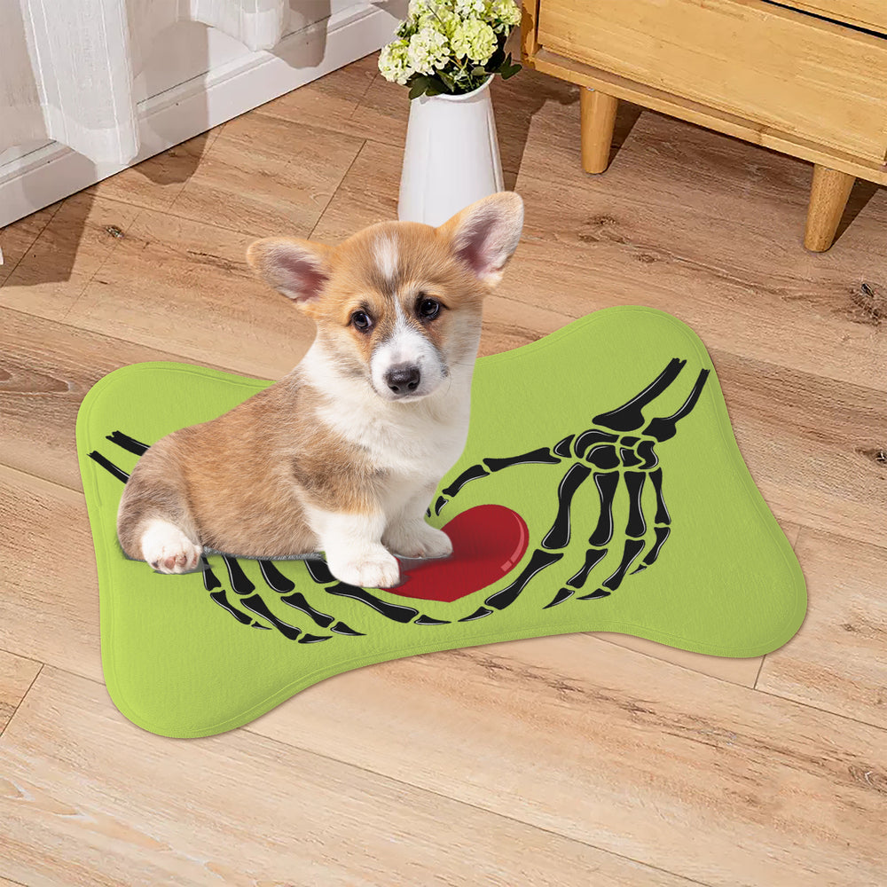 Ti Amo I love you - Exclusive Brand - Yellow Green - Skeleton Hands with Heart  - Big Paws Pet Rug