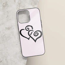 Load image into Gallery viewer, Ti Amo I love you - Exclusive Brand - Prim - Double Black Heart -  iPhone 14 Glass Case (3 cameras)
