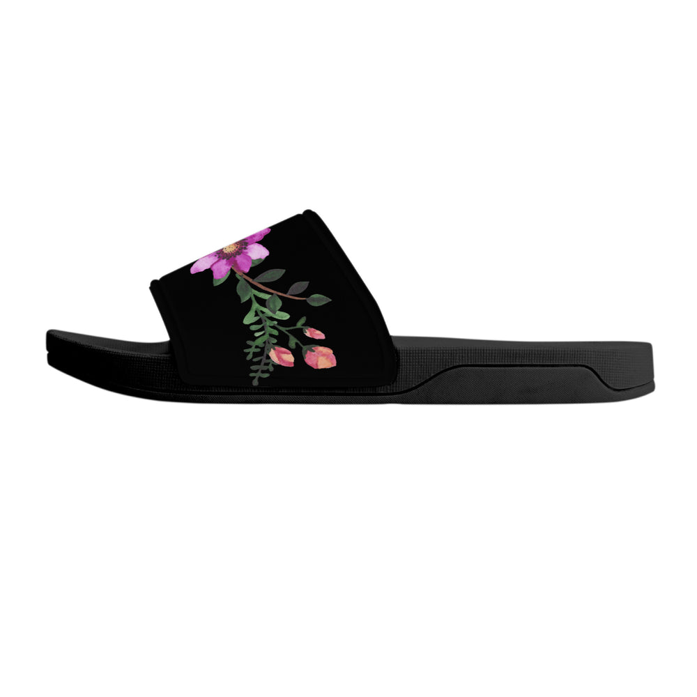 Ti Amo I love you  - Exclusive Brand - Black - Floral  - Womens - Slide Sandals - Black Soles