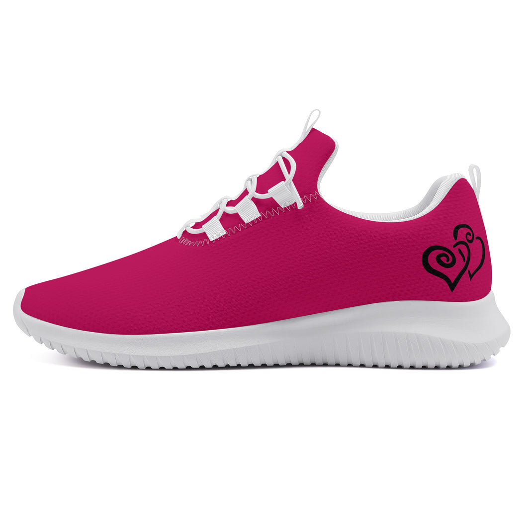 Ti Amo I love you - Exclusive Brand - Lipstick 2 - Double Black Heart - Women's New Lace Up Front Runing Shoes